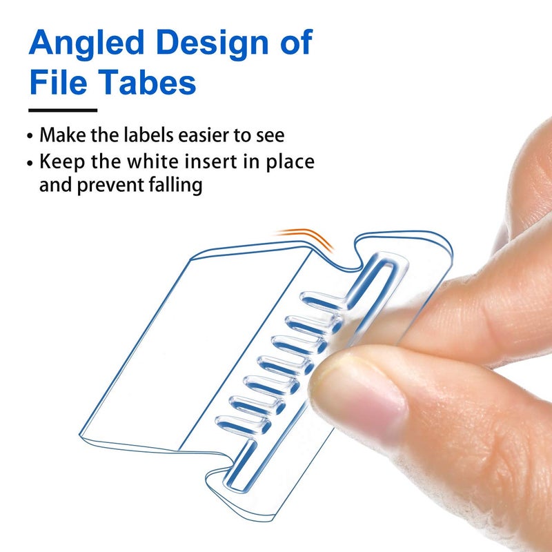 JIKIOU 210pcs Hanging File Folder Tabs and 210pcs Blank 2inch Inserts per Pack for Quick Identification of Hanging Files, Easy to Read, Clear - Image 4